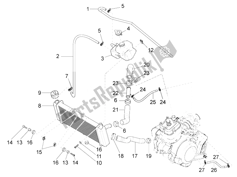 Todas as partes de Sistema De Refrigeração do Aprilia RS4 50 2T 2011