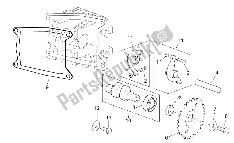 All parts for the Valve Control of the Aprilia Scarabeo 50 4T 2V E2 2006