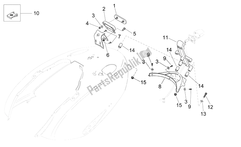 Todas las partes para Cuerpo Trasero - Soporte De Placa de Aprilia Mojito 125 E3 2008