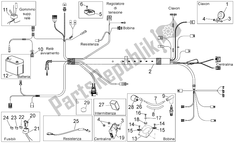 All parts for the Electrical System of the Aprilia Scarabeo 50 4T 4V E2 2009