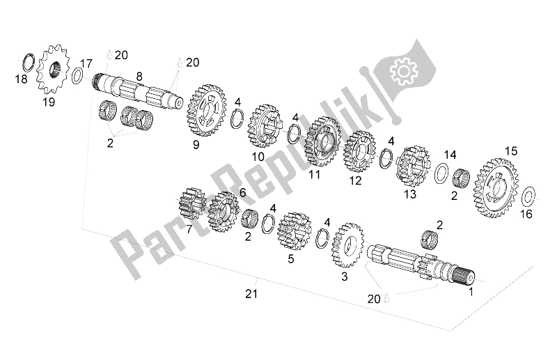 All parts for the Transmission of the Aprilia RS 125 2006