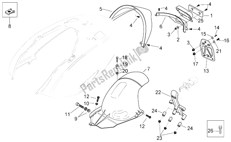 Tutte le parti per il Corpo Posteriore Iii del Aprilia Mojito Custom 50 2T ENG Piaggio 2004