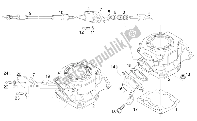 Alle onderdelen voor de Cilinder - Uitlaatklep van de Aprilia RS 125 1999