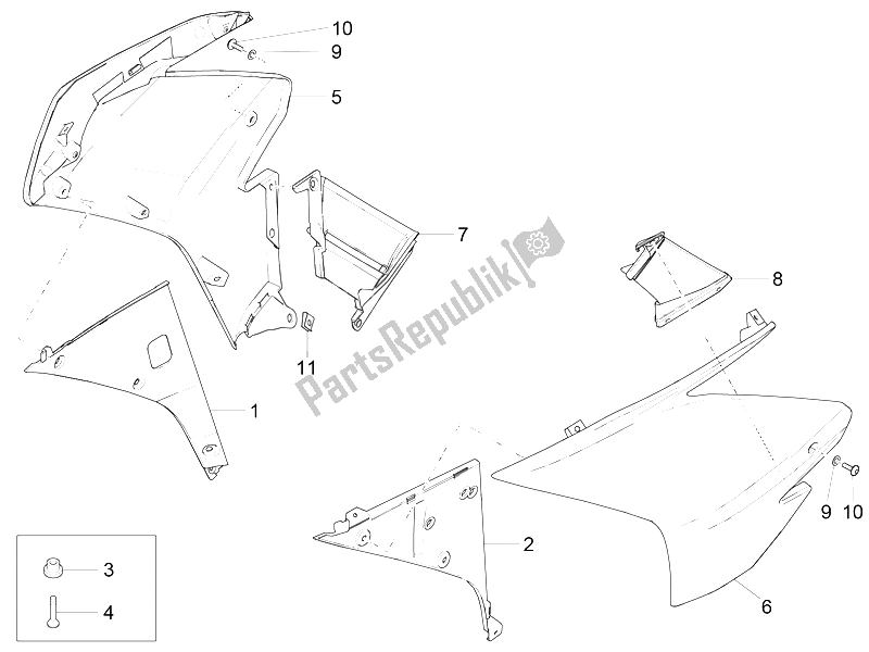 All parts for the Side Fairing of the Aprilia RSV4 RR Racer Pack 1000 2015