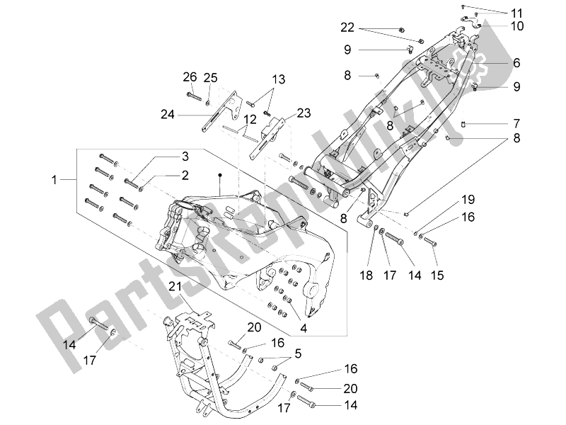 Tutte le parti per il Telaio del Aprilia RS4 125 4T 2011