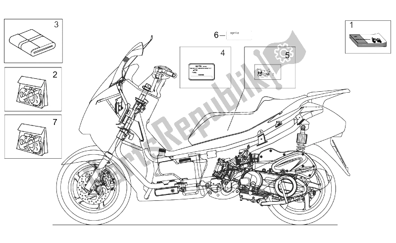 Toutes les pièces pour le Assiette Set-decal-op. Handbooks du Aprilia Atlantic 125 200 250 2003