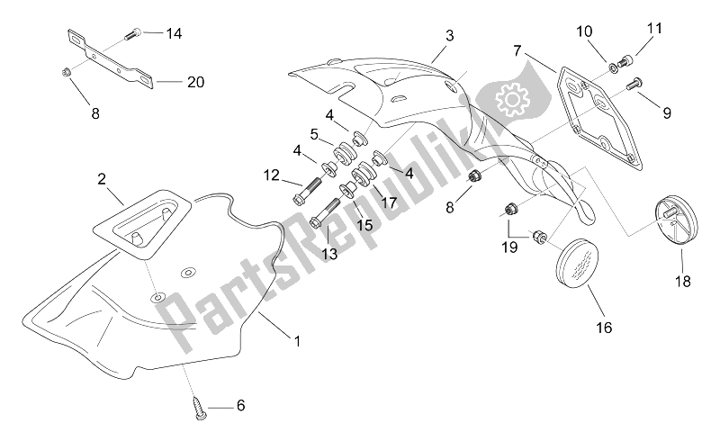 Tutte le parti per il Corpo Posteriore Iii - Parafango del Aprilia Scarabeo 50 2T ENG Minarelli 1998