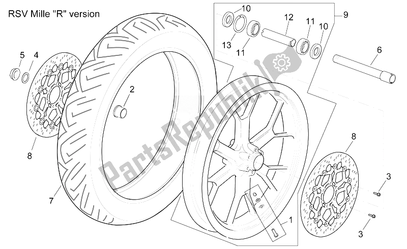 All parts for the Front Wheel Rsv Mille 