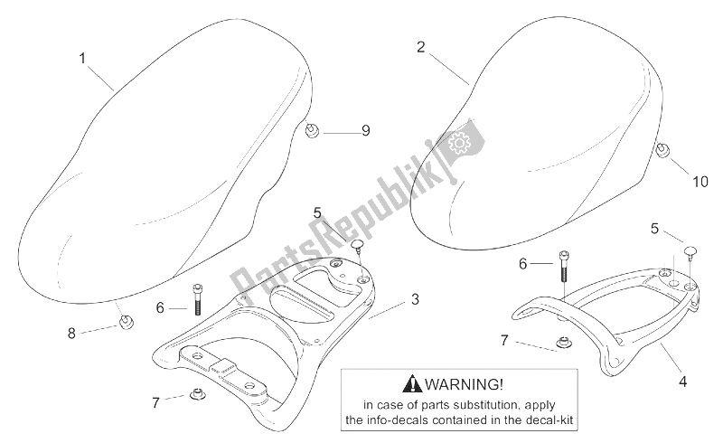 All parts for the Seat - Carrier of the Aprilia Scarabeo 50 2T ENG Minarelli 1999