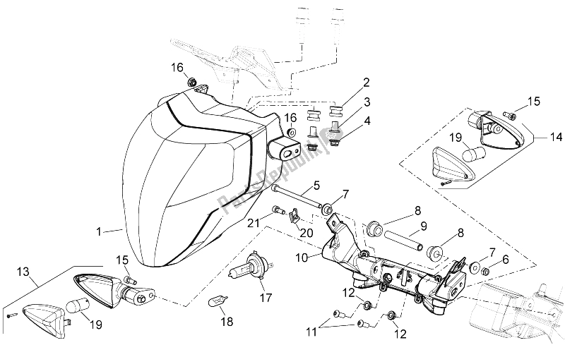 Alle Teile für das Frontscheinwerfer des Aprilia Shiver 750 PA 2015