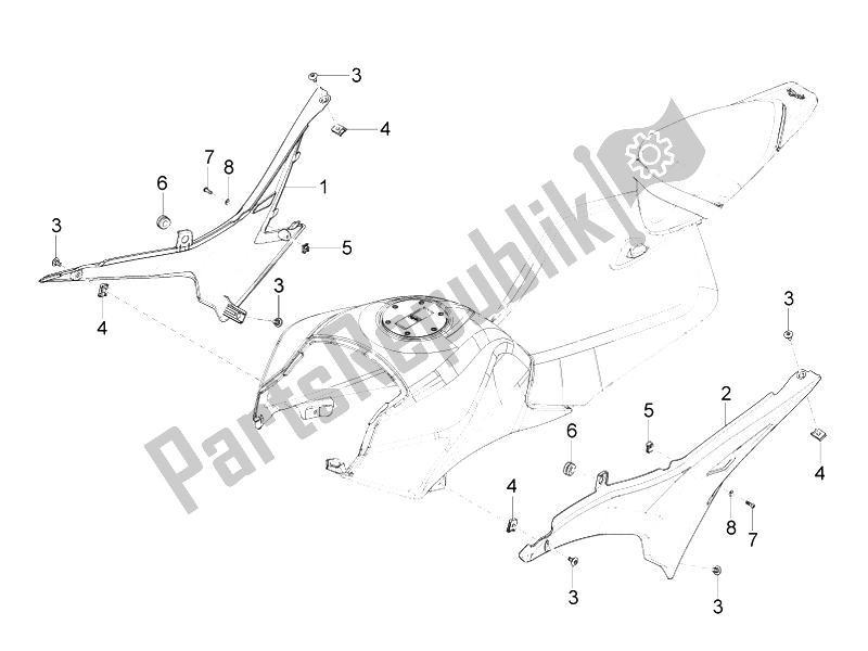 Todas as partes de Corpo Central do Aprilia RS4 50 2T 2011