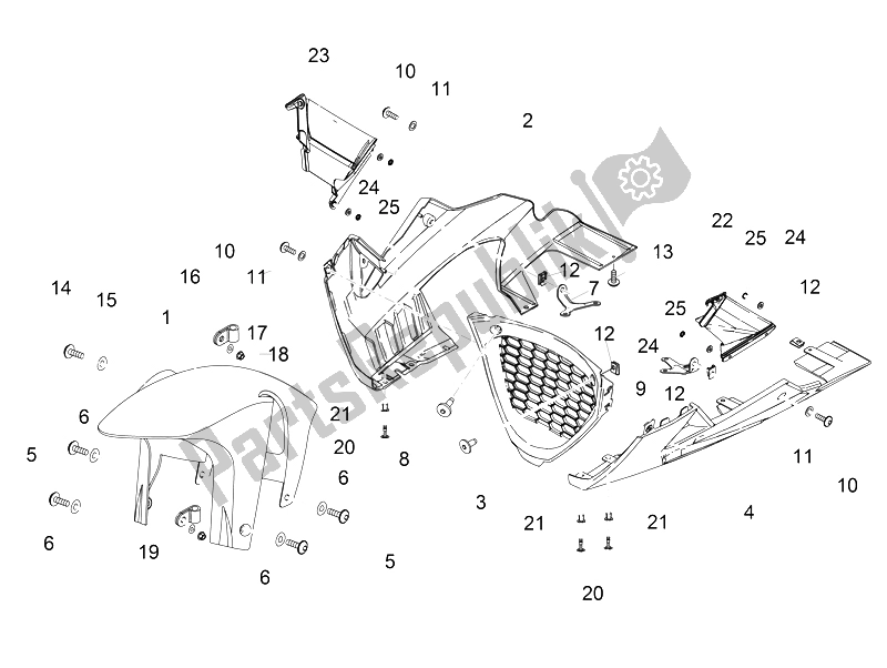 All parts for the Front Mudguard-pillar of the Aprilia RSV4 Racing Factory L E USA 1000 2016