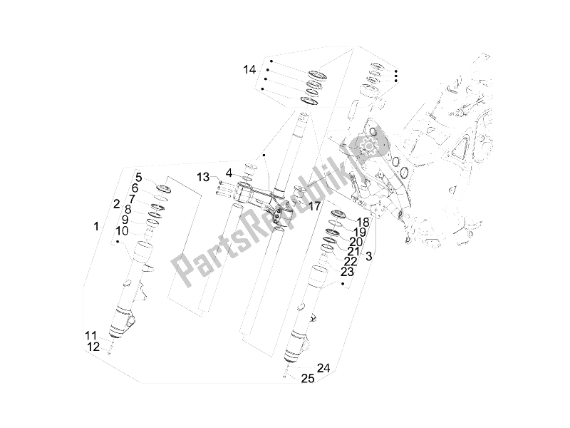 Tutte le parti per il Forcella / Tubo Sterzo - Unità Cuscinetto Sterzo del Aprilia SRV 850 4T 8V E3 2012