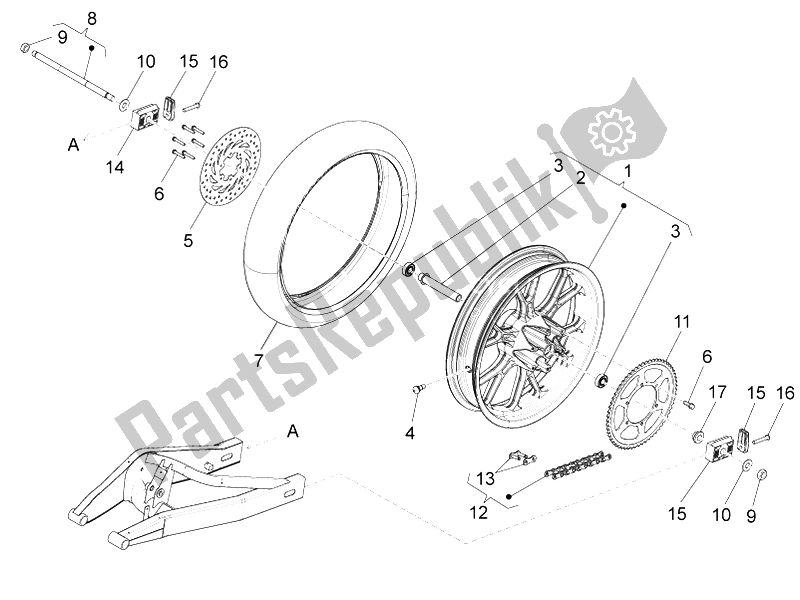 Todas las partes para Rueda Trasera de Aprilia RS4 50 2T 2011