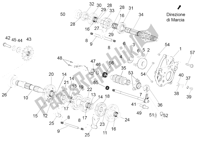 All parts for the Gear Box - Gear Assembly of the Aprilia RSV4 Racing Factory L E 1000 2015