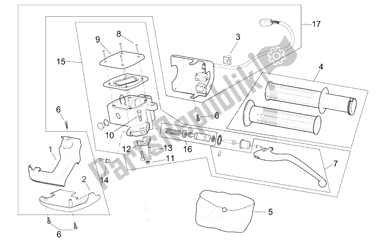 Todas as partes de Lh Controles do Aprilia Scarabeo 125 250 E2 ENG Piaggio 2004