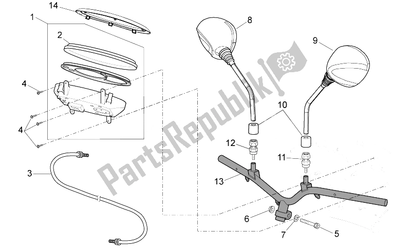 Toutes les pièces pour le Guidon - Tableau De Bord du Aprilia Scarabeo 50 2T 2014