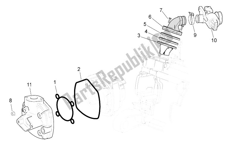 Tutte le parti per il Testata / Corpo Farfallato del Aprilia SR 50 IE Carb MY 2010