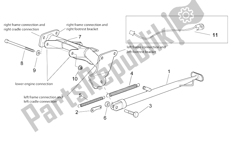 Todas las partes para Soporte Central de Aprilia RS 50 1999