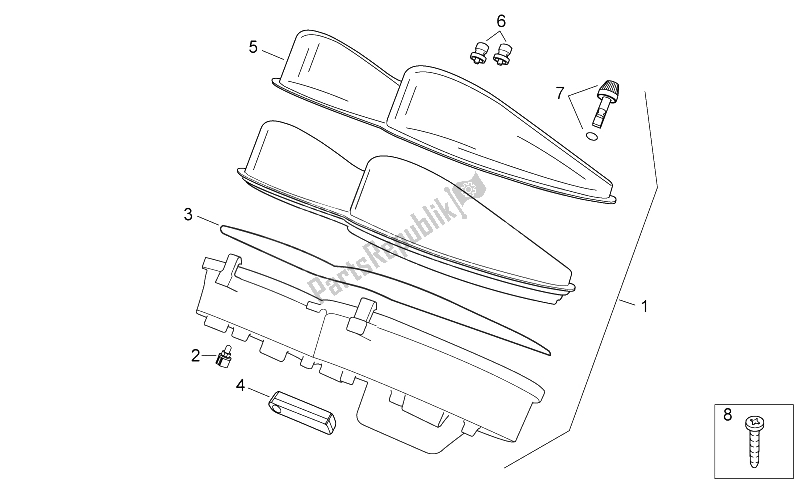 All parts for the Dashboard of the Aprilia Atlantic 125 E3 2010