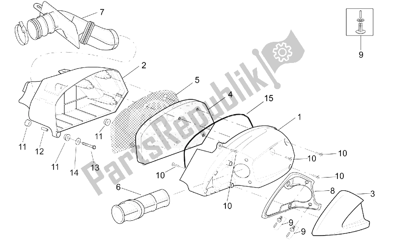 All parts for the Air Box of the Aprilia Leonardo 250 ST ENG Yamaha 2001