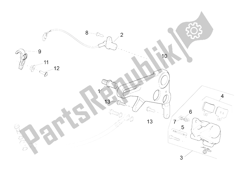 Alle onderdelen voor de Achter Remklauw van de Aprilia RSV4 RR USA 1000 2016