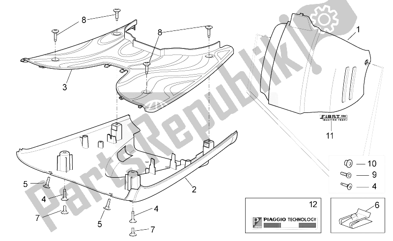 All parts for the Central Body Ii of the Aprilia Scarabeo 100 4T E3 NET 2009