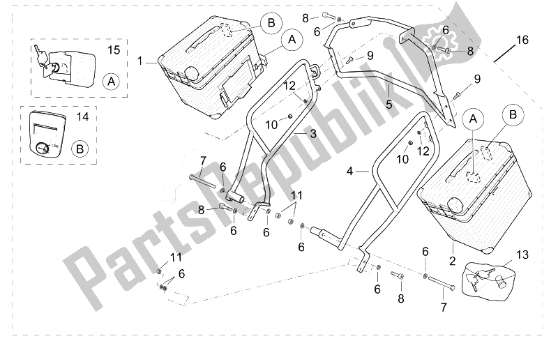 Tutte le parti per il Valigie Laterali In Alluminio del Aprilia ETV 1000 Capo Nord 2004