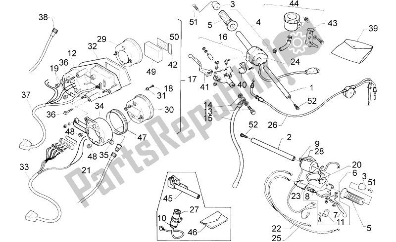 Todas las partes para Manillar - Tablero De Instrumentos de Aprilia RS 125 ENG 122 CC 1996
