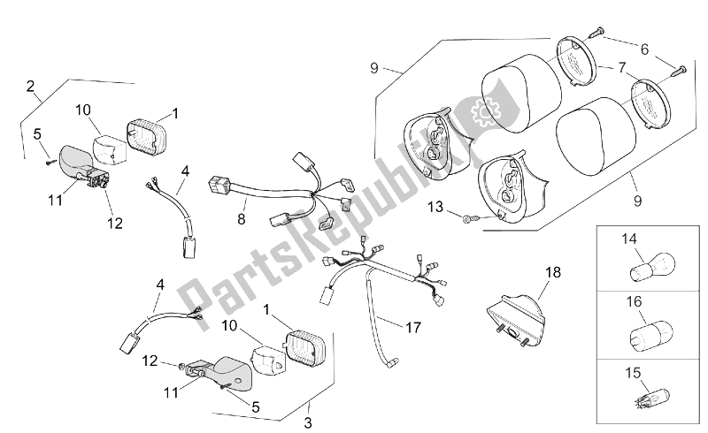 Todas as partes de Luzes Traseiras do Aprilia SR 50 H2O IE Carb 2003