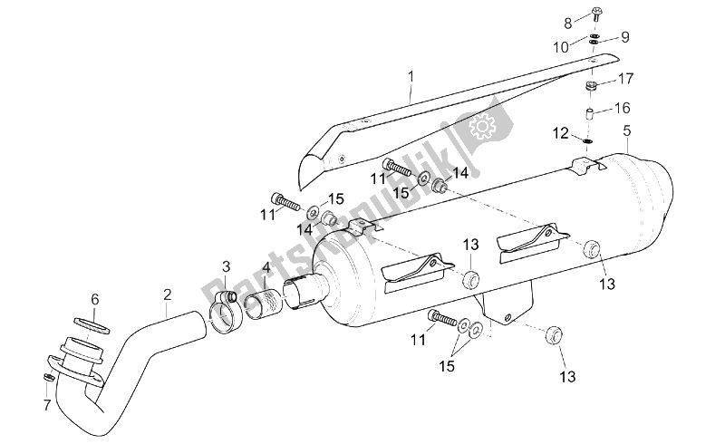 All parts for the Exhaust Unit of the Aprilia Atlantic 125 200 250 2003