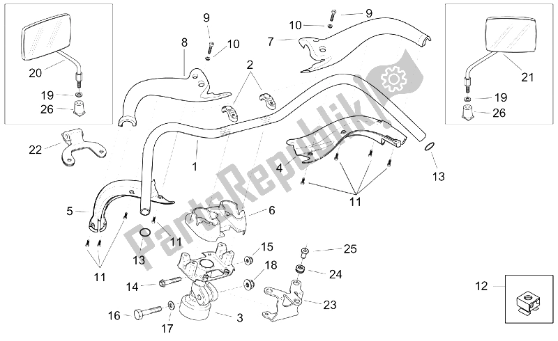 Alle Teile für das Lenker - Spiegel Benutzerdefiniert des Aprilia Mojito 125 1999