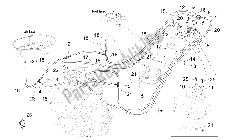 Todas las partes para Sistema De Recuperación De Vapor De Combustible de Aprilia RSV Mille 1000 2003