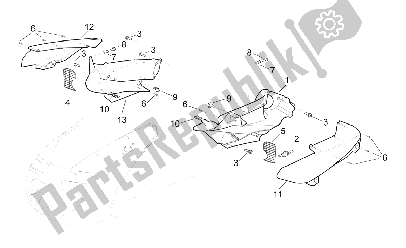 Wszystkie części do Przedni Korpus - Kana? Aprilia RSV Mille 1000 1998