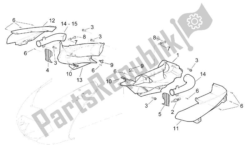 All parts for the Front Body - Duct of the Aprilia RSV Mille 1000 2003