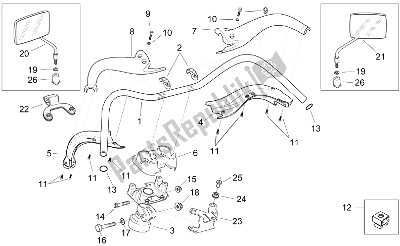 Toutes les pièces pour le Guidon - Rétroviseurs du Aprilia Mojito 125 E3 2008