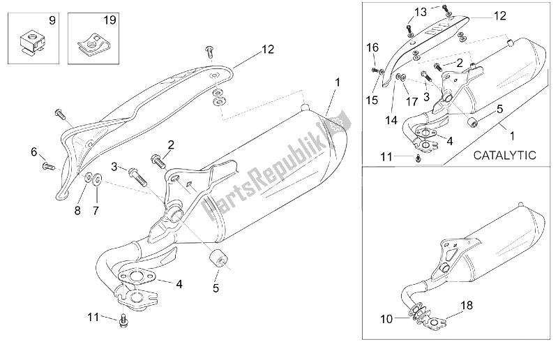 Todas las partes para Tubo De Escape de Aprilia Scarabeo 50 2T ENG Minarelli 1999