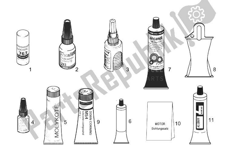 All parts for the Sealing And Lubricating Agents of the Aprilia Scarabeo 125 150 200 ENG Rotax 1999