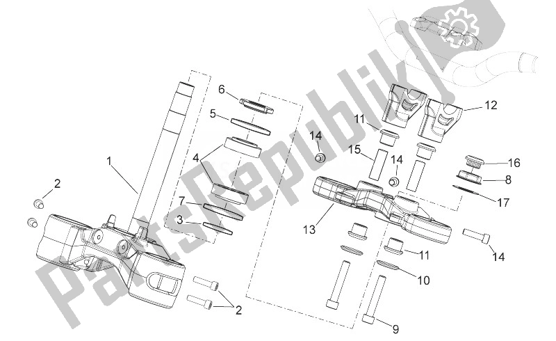 All parts for the Steering of the Aprilia Shiver 750 USA 2011