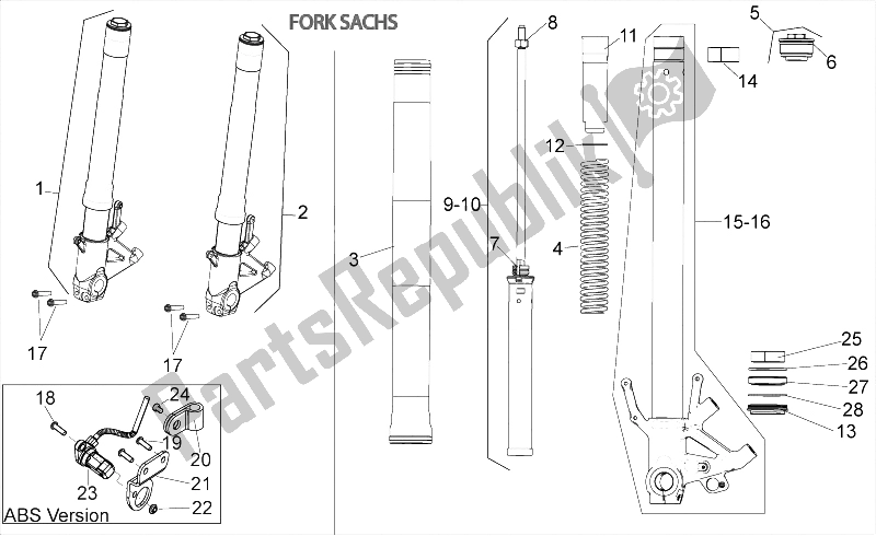 All parts for the Front Fork Iii of the Aprilia NA 850 Mana 2007