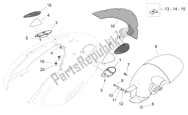 Toutes les pièces pour le Corps Arrière - Garde-boue du Aprilia Mojito 125 150 2003