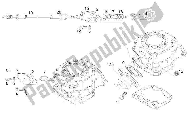 All parts for the Cylinder - Exhaust Valve of the Aprilia MX 125 Supermotard 2004