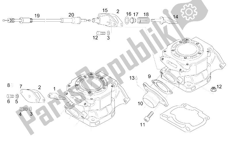 Todas las partes para Cilindro - Válvula De Escape de Aprilia MX 125 Supermotard 2004