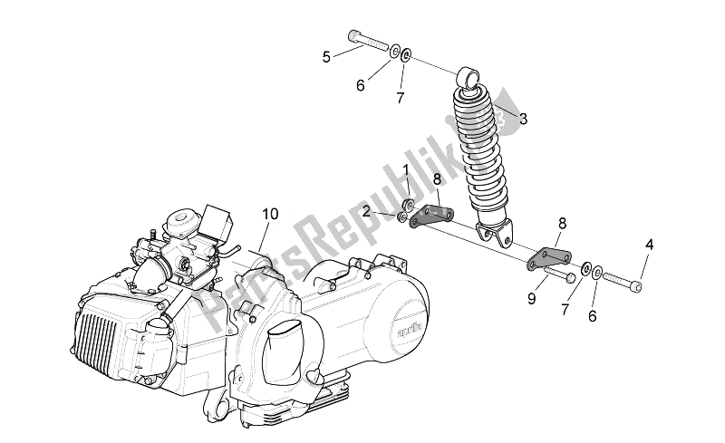 All parts for the Engine - Rear Shock Absorber of the Aprilia Mojito 125 E3 2008