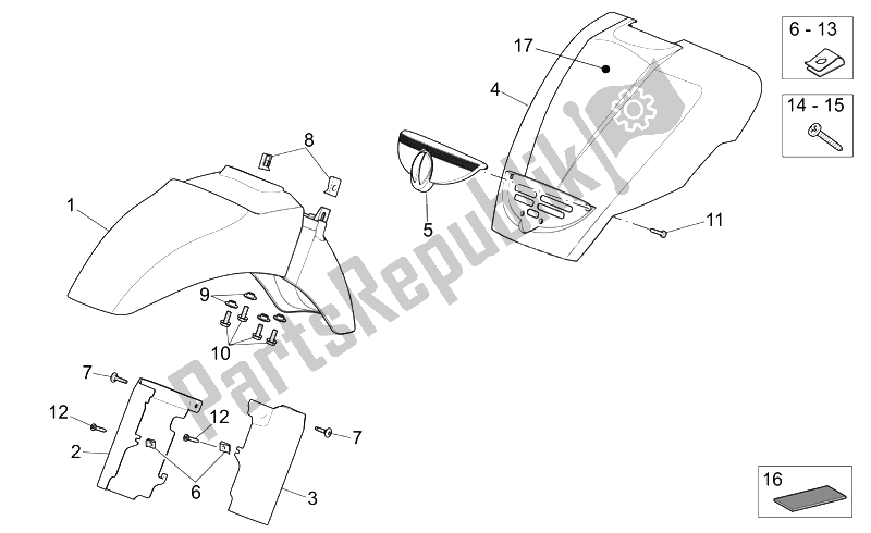 Tutte le parti per il Corpo Anteriore I del Aprilia Scarabeo 250 Light E3 2006