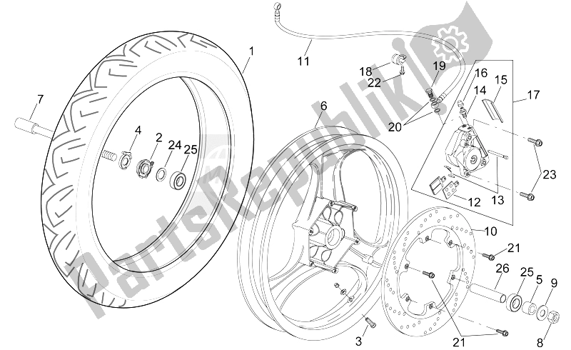 Tutte le parti per il Ruota Anteriore del Aprilia RS 50 1996