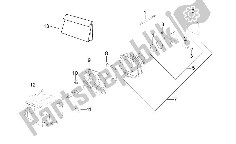 All parts for the Cylinder Head of the Aprilia Gulliver 50 AIR 1995