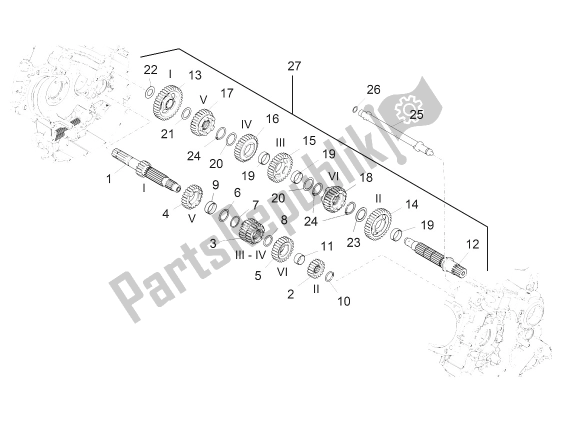 Toutes les pièces pour le Réducteur - Engrenage du Aprilia Caponord 1200 EU 2013