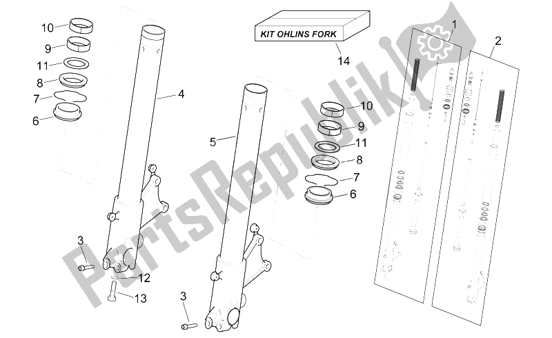 Toutes les pièces pour le Fourche Avant Ii du Aprilia RSV Mille 1000 1998