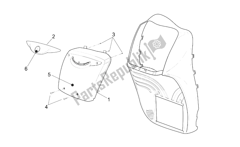 Todas las partes para Cuerpo Frontal - Cubierta Frontal de Aprilia Scarabeo 125 200 E3 ENG Piaggio 2006